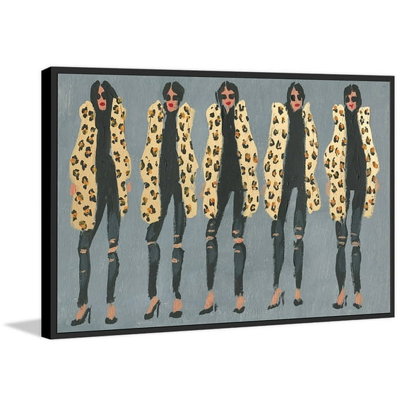 Cheetah and Jeans Floater Framed Painting Print on Canvas