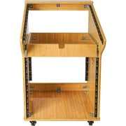 Sound Town DIY Solid Carbonized Bamboo Studio Rack with 11U Slant Mixer Top, 10U Front, 2U Drawer, Rubber Feet, Casters, for Recording Room, PA/DJ Equipment, Home-Audio (STBR-M11X10)