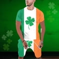 thumbnail image 2 of TSADFHJI Ensemble de Pyjama pour Hommes en Flanelle Imprimé Jour de la Saint-Patrick Col Rond Manches Courtes Short Costume TTG Orange, 2 of 5