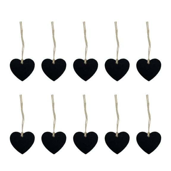 TEHAUX Black Heart-Shaped Wooden Tags for Decoration and Crafting 20Pcs
