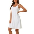 thumbnail image 4 of INSPIRE CHIC Vestido de pijama sin mangas para mujer, quimono de modal, camisones, camisetas de noche, vestidos de noche con tirantes de espagueti, S Blanco, 4 of 5