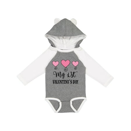 

Inktastic My 1st Valentines Day Girls Heart Gift Baby Girl Long Sleeve Bodysuit