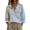 Blue, variant on Women's White Textured Embroidery Blouse Ruffled V Neck Long Puff Sleeve Button Down Casual Tops