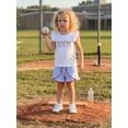thumbnail image 3 of BemeyourBBs Kids Toddler Girls Baseball Outfit Cute Infant Baby Girl Summer Clothes  Fly Sleeve Embroidery Baseball T-shirt with Ruffle Plaid Shorts Set Toddler Girls Summer 2-piece Outfit, 3 of 9
