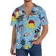 thumbnail image 7 of Lsque Pirate Marine Animals print Men's Cuban Collar Short Sleeve Shirt Summer Beachwear Casual Button Down Fashionable Vacation Leisure Shirt-X-Large, 7 of 7
