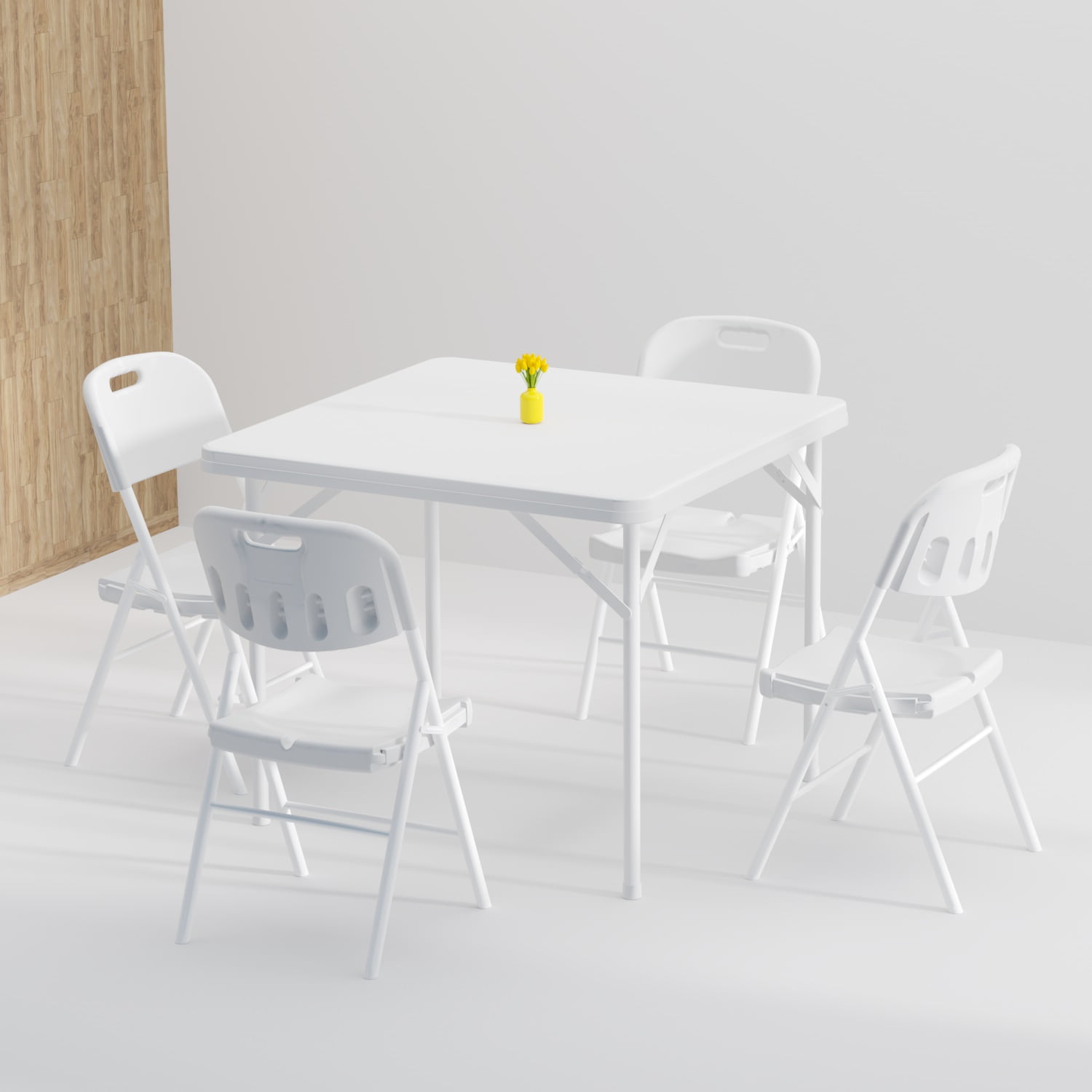 Jaxpety Square Plastic Folding Table 4 Metal Legs for ...