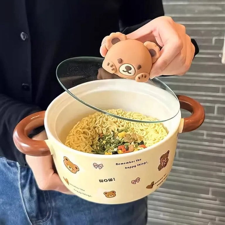 CHUNTIAN Kawaii Bear Jumbo Ramen Bowl With Lid Kitchen Tableware