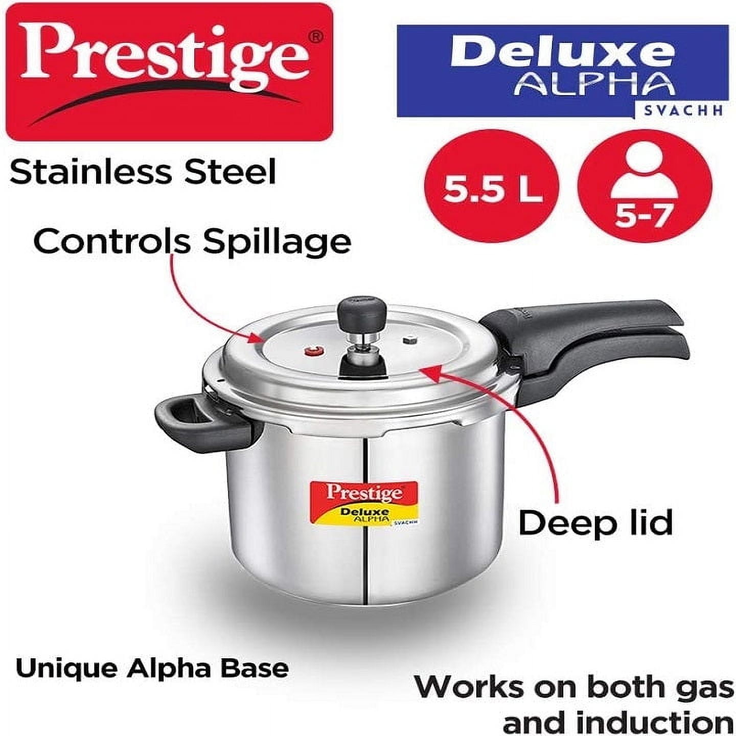 Prestige Svachh 5L Indian Aluminum Induction Pressure Cooker Prestige Svachh 5L Indian Aluminum Induction Pressure Cooker