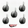 thumbnail image 2 of 3 Inch Gray Heavy Duty Floor Safe Twin Wheel Caster 5/16” Threaded Stem Set of 5, 2 of 2