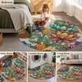 thumbnail image 5 of Round Area Rug 8 Ft, Vintage Floral Boho Washable Non-Slip Circle Carpet for Living Room/Bedroom, Abstract Art Modern Flowers Collection Low-Profile Large Area Rugs for Indoor, 5 of 8
