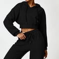 thumbnail image 3 of Cálido Casual Suelto Yoga Manga Larga Chaqueta Con Capucha De Algodón Cremallera Con Capucha Fitness Deportes Sudadera Con Capucha Para Mujer, 3 of 5