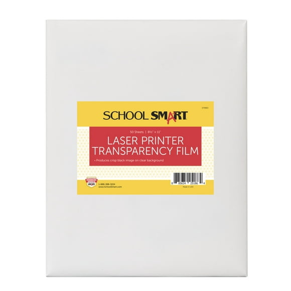 School Smart 8-1/2 x 11 in Laser Transparency Film Without Sensing Strip, Pack of 50