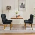 thumbnail image 3 of 3 Pieces Dining Chair Set Includes 1 Loveseat Bench and 2 Dining Chairs Tufted Back with Gold Stainless Steel Legs for 4 Persons Kitchen Dining Room Living Room, 3 of 12