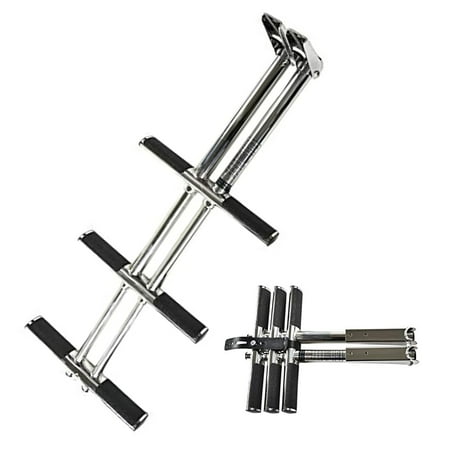 Marine City 3-Step Telescoping Swim Platform Ladder, 304 Stainless Steel, Flip-Up Design with Anti-Slip Steps, 33" Pull-Out Length, for Boats and Marine Use Pack of 1