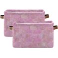 thumbnail image 2 of GZHJMY Mermaid Sparkle Pink Fish Scales Storage Basket, Collapsible Toy Storage Bins, Waterproof Canvas Storage Basket with Leather Handles for Home Closets,Bedrooms,Kids Toy,Gift Baskets,1 Pack, 2 of 7
