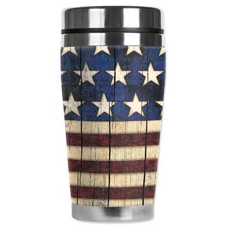 

Mugzie brand 20-Ounce MAX Stainless Steel Travel Mug with Insulated Wetsuit Cover - Old Flag