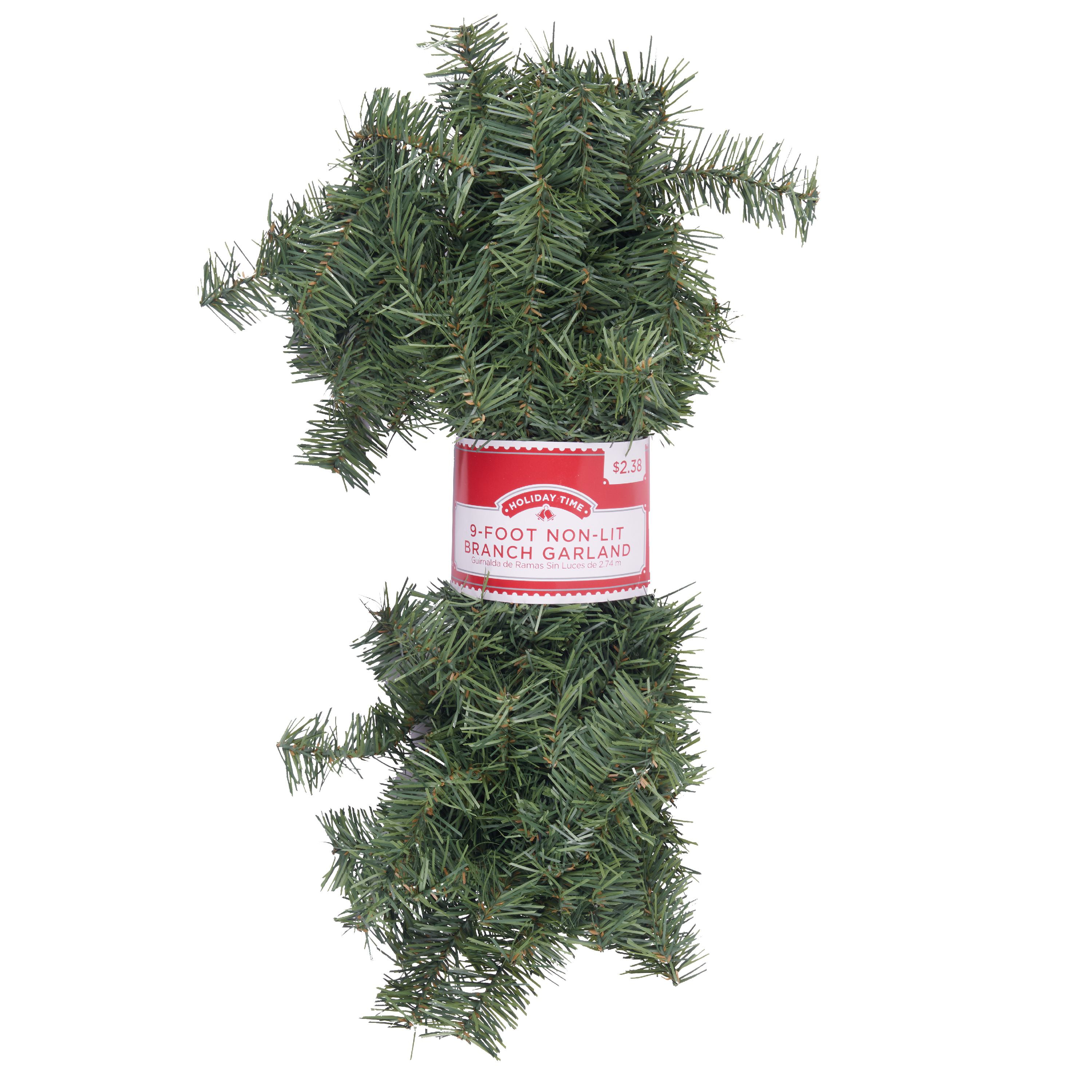 New Holiday Time 9 Foot Non-Lit Christmas Soft Pine Green Garland Inside Decor 
