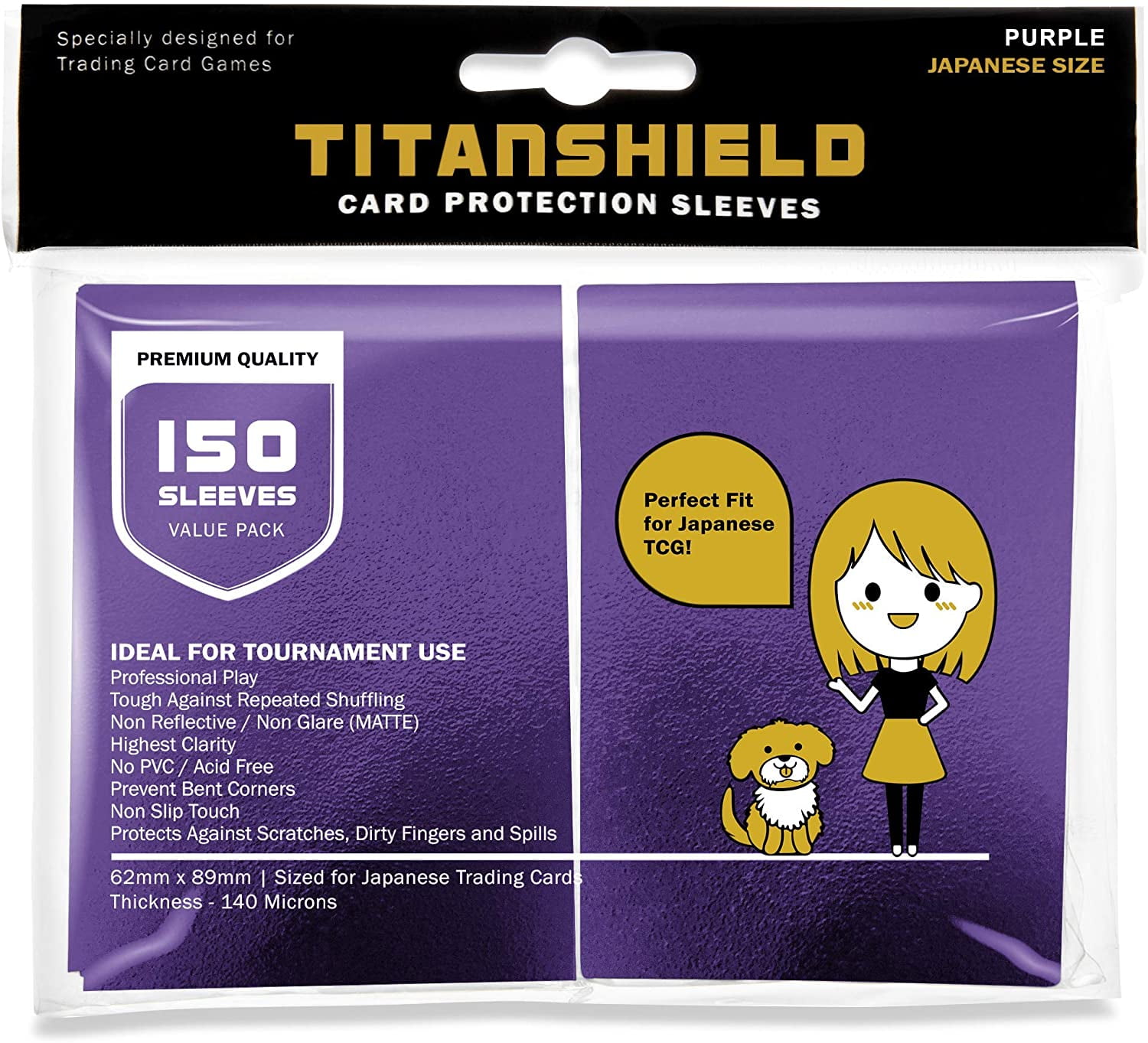 150 Sleeves /Purple Standard Size Board Game Trading Card Sleeves Deck Protector TitanShield 