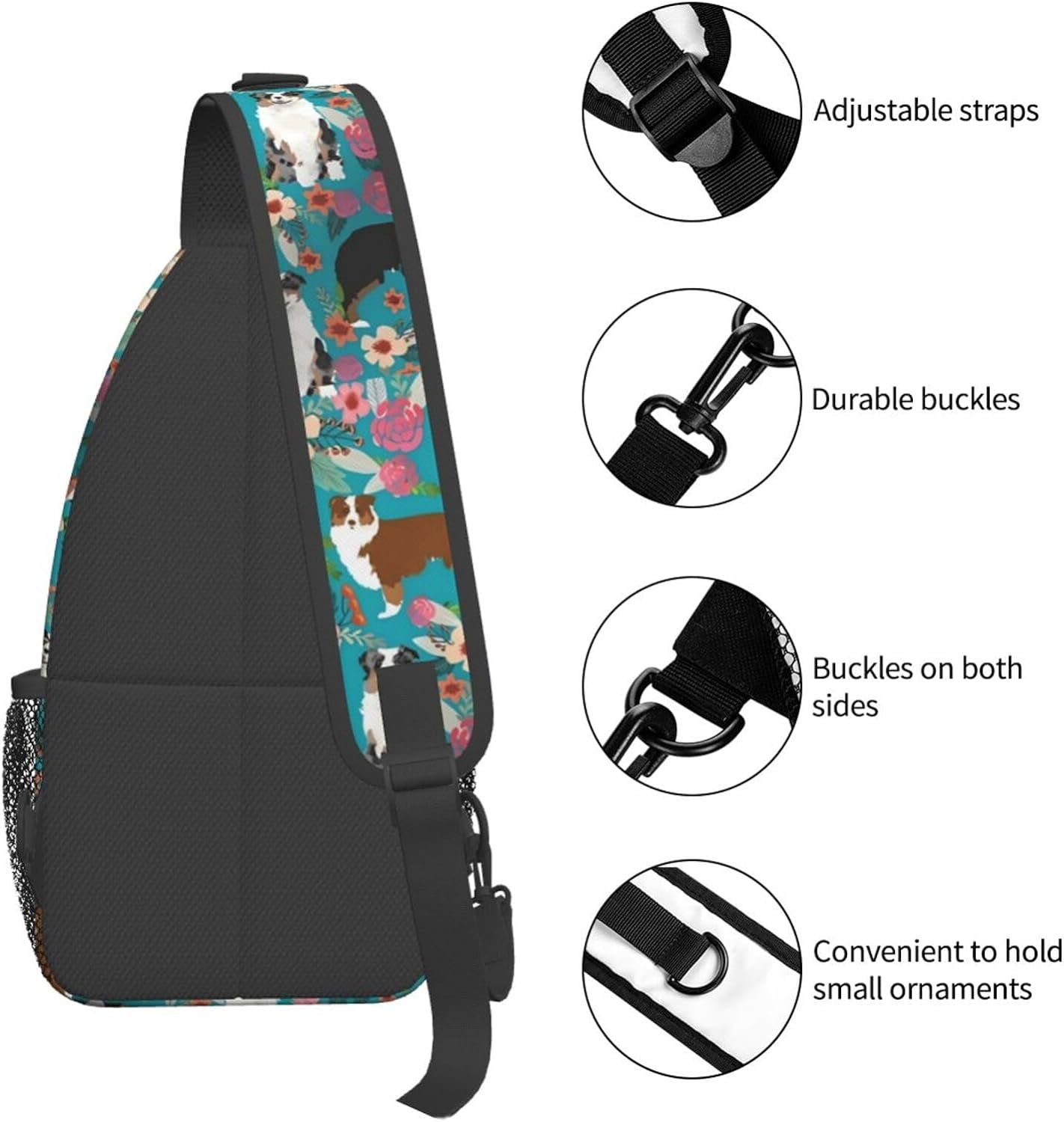 Australian Shepherd Dogs Pattern Sling Bag Crossbody Hiking Travel Chest Bags Backpack Shoulder Daypack for Women Men