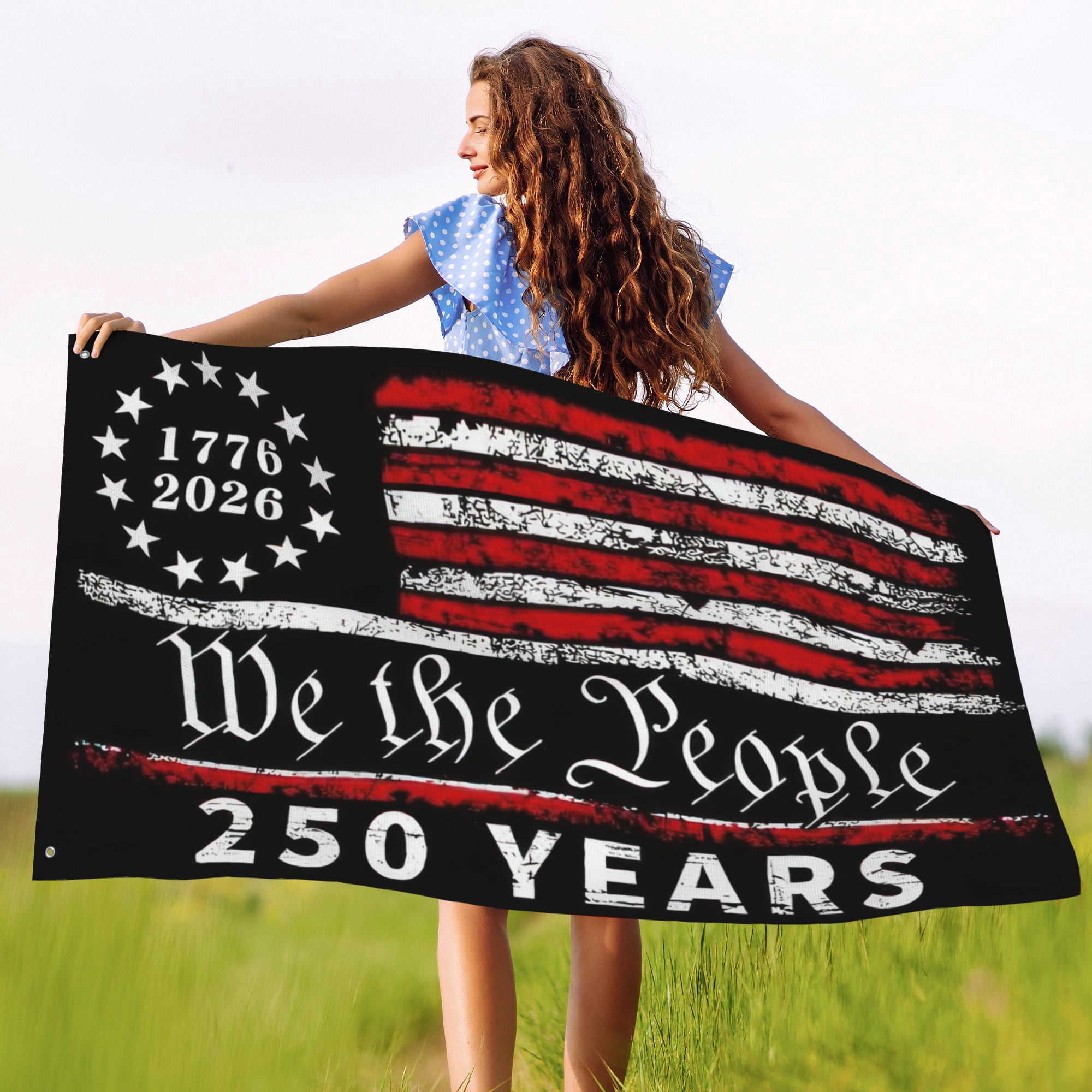 250 Year American Anniversary Flag 3x5 Ft Double Sided 250th Anniversary USA Flag 4th of July We-The-People Patriotic Flags For Outside Yard Indoor Decor