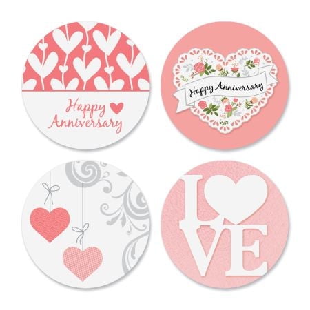 Current Hearts Design Seals - Set of 24 Envelope Seals, 1 1/2 Inch Diameter