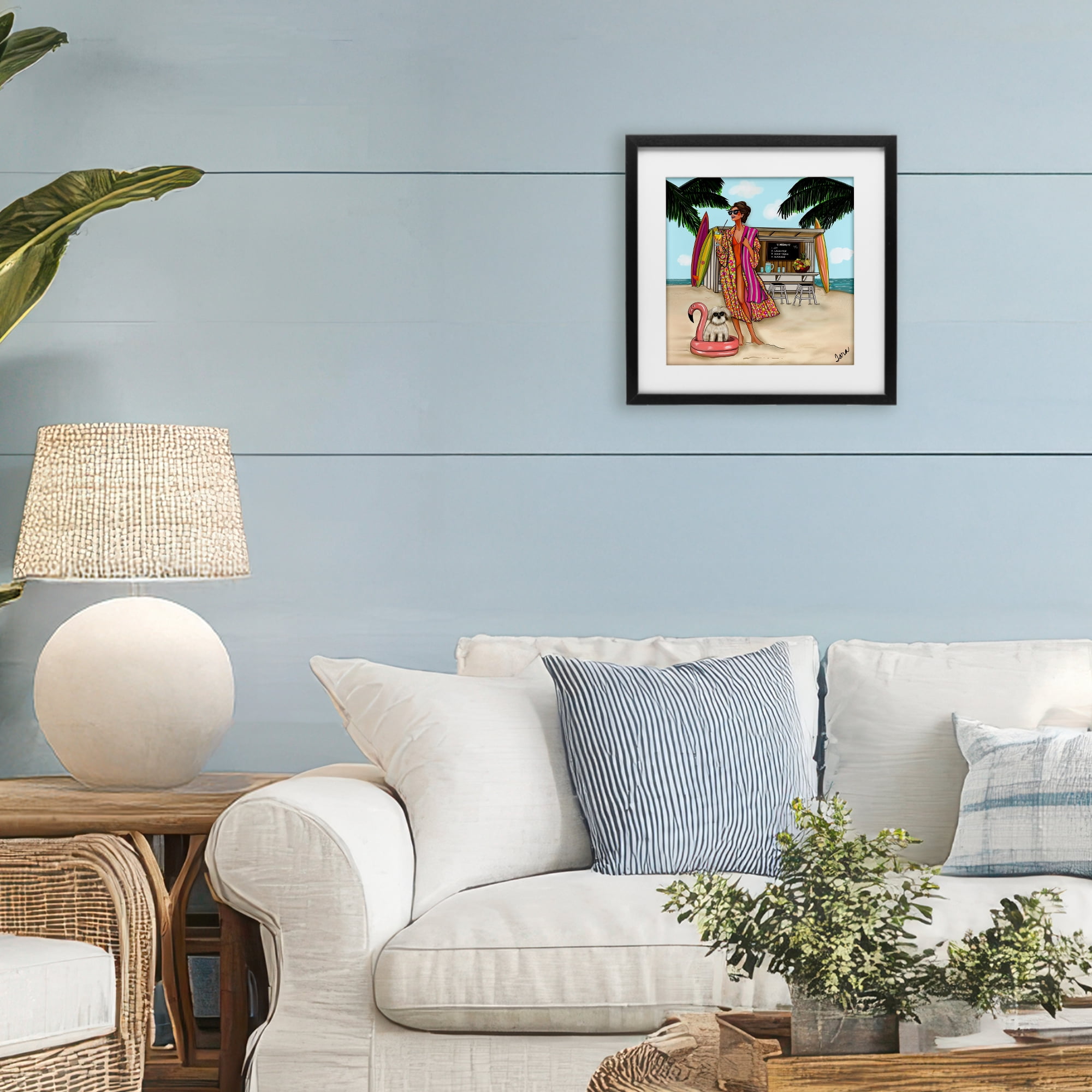 Stupell Industries Beach Girl in Summer Sun Black Framed Print Under Glass, design by Tara Boone