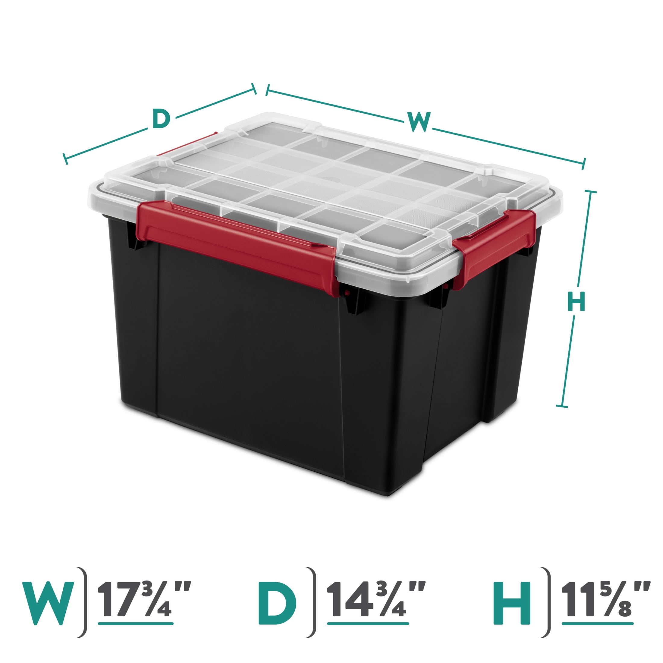 (4 pack) Sterilite Gasket Tote, 8.5 Gallon IP68 WaterProof Plastic Storage Bin with Lid, Gasket Seal and Durable Latches, Black
