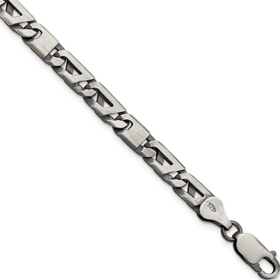 Sterling Silver Antiqued Brushed Link Bracelet (8.25 X 5.7) Made In Italy qg5728-8.25