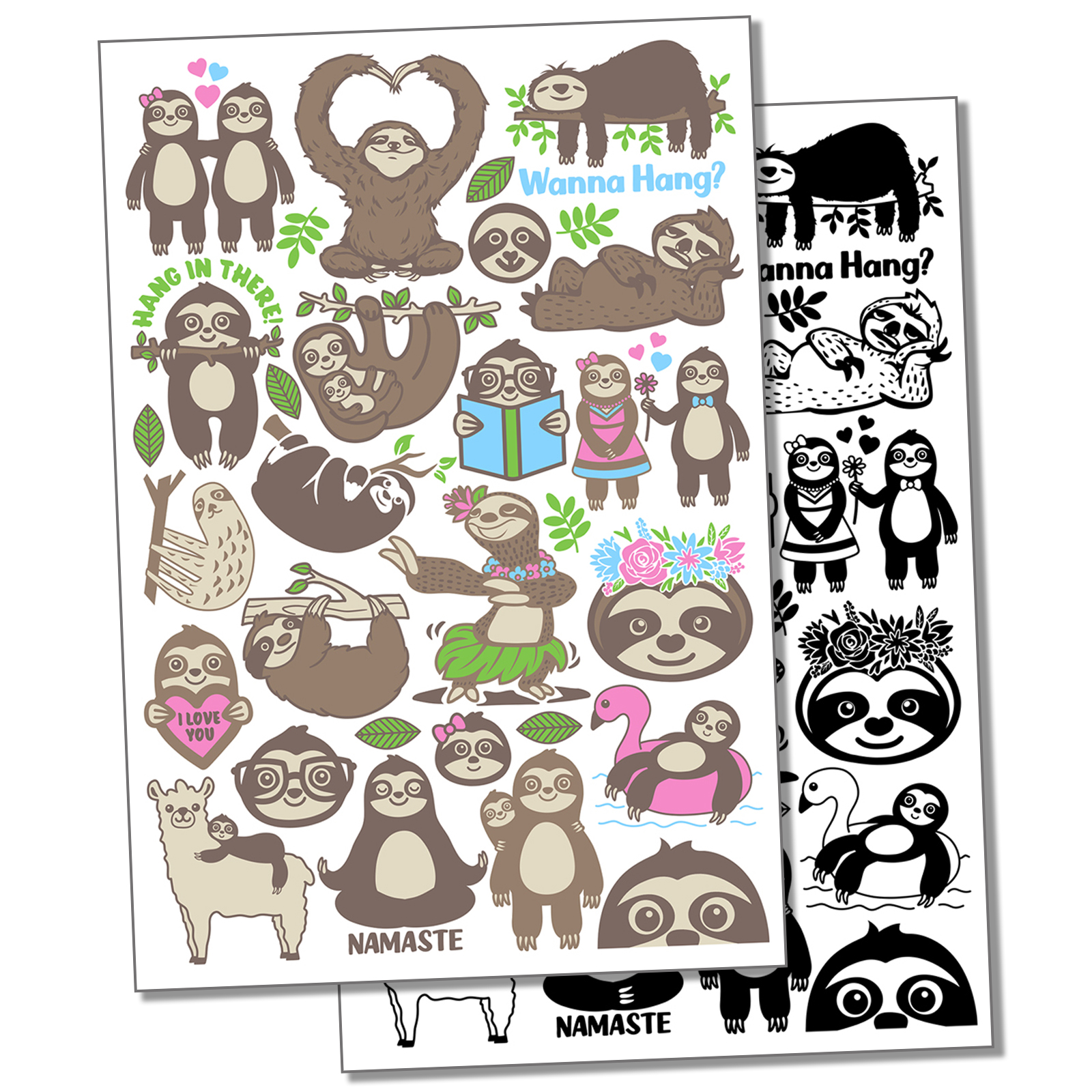 Hanging with Sloths Water Resistant Temporary Tattoo Set Fake Body Art