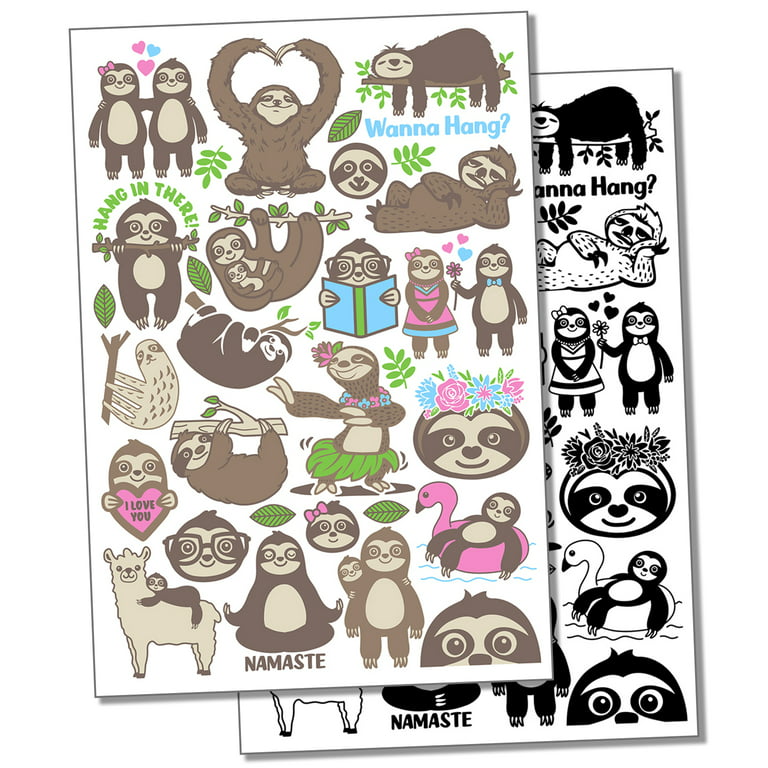 Hanging with Sloths Temporary Tattoo Water Resistant Fake Body Art Set  Collection