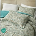 thumbnail image 4 of Chezmoi Collection Presley 3-Piece Washed Cotton Comforter Set Queen Size, Elegant Teal Ivory Brown Paisley Floral Printed Bedding Set Reversible Lightweight Comforter for All Season, 4 of 9