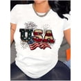 thumbnail image 1 of 4th Womens Patriotic Usa Flag Fireworks Graphic Sleeve Crewneck t Vibrant Design Machine Washable Casual Summer Top For Celebrations American Flag Clo Es White -1 4th, 1 of 6