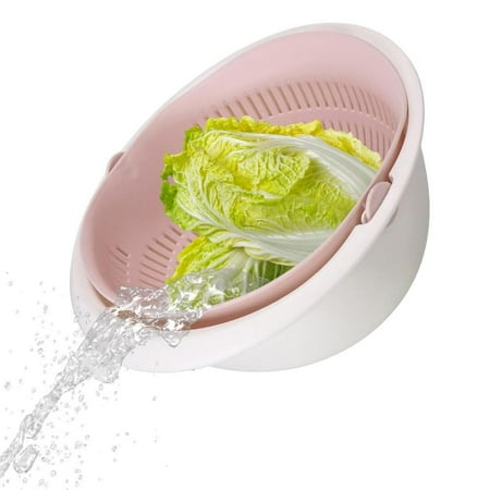

Tohuu Fruit Washing Basket Dual-Layer Colander Strainer Bowl Sturdy Salad Mixing Bowl with Kitchen Colander Rotatable Drain Basket for Vegetable Fruits Noodles impart