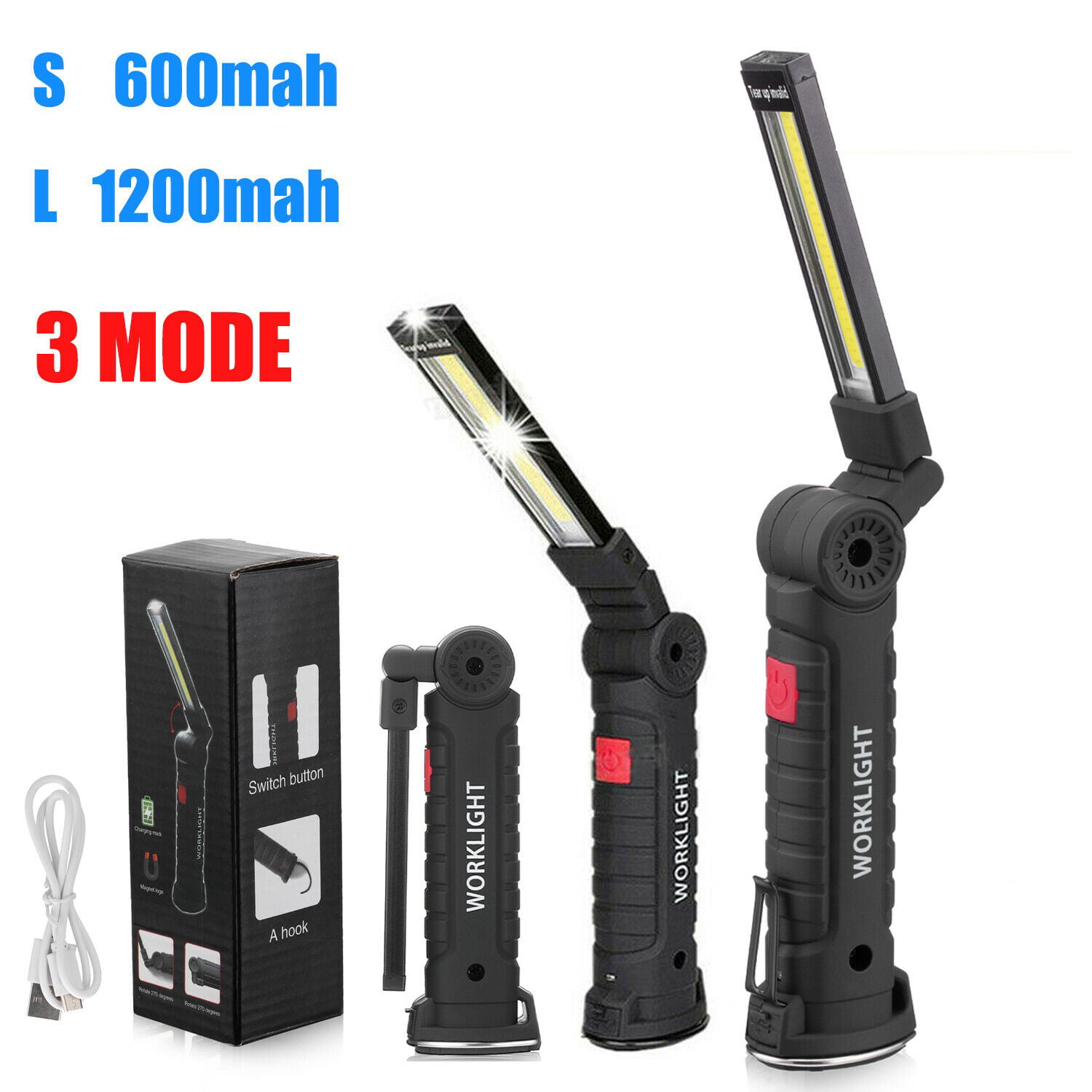 Details about  / 90000LM Rechargeable COB LED Slim Work Light Lamp Flashlight Magnetic Inspect