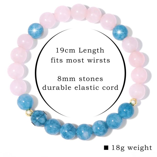Pulsera de cuarzo rosa para mujer, brazalete de cuentas de cristal rosa, piedra Natural elástica, joyería curativa, regalo de Reiki