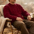 thumbnail image 4 of Babcutegg Mens Cable Knit Sweater Crew Neck Long Sleeve Pullover Thick Warm Casual Sweaters Size S, 4 of 6