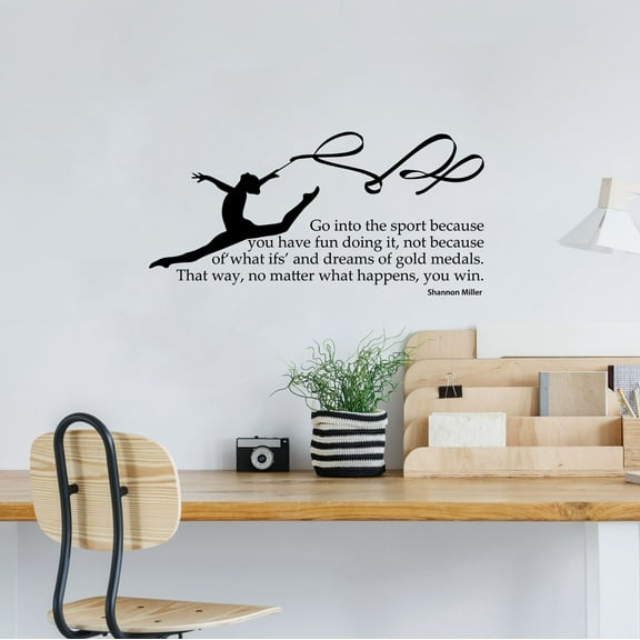 You Win Gymnast Quotes Gymnastics Motivation Quote Wall Sticker Art Decal for Girls Boys Room Bedroom Dance Studio Garage House Fun Home Decor Stickers Wall Art Vinyl Decoration Size (35x40 inch)