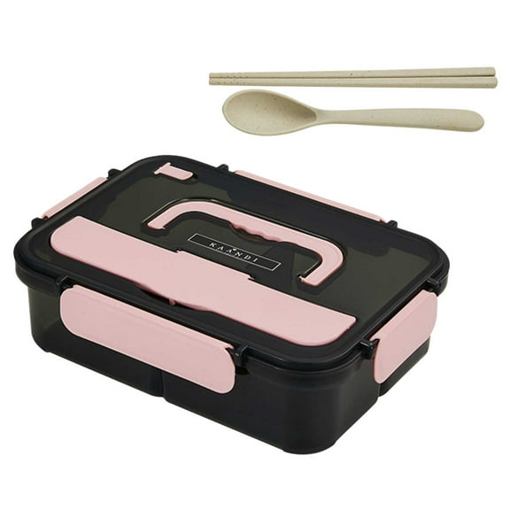 Moocorvic 2 Layer Bento Box with Tableware, Microwave Heating Sealed Lunch Box for Office, Outdoor Camping(Light-pink)