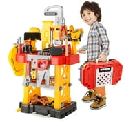 Pretend Play Series Transformable Workbench Toy Tool Play Set, 83Pieces Construction Work Shop Toy Tool Kit Bench Outdoor Preschool Toy Gift for Kids Toddler Baby Children Boys and Girls