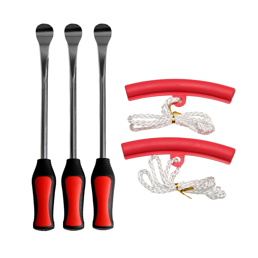 A ABIGAIL 11.5 Tire Spoon Lever Iron Tool Kits Motorcycle Bike Professional Tire Change Kit 3 PCS & 2 Rim Protectors & Valve Tool with 6 Valve Cores 