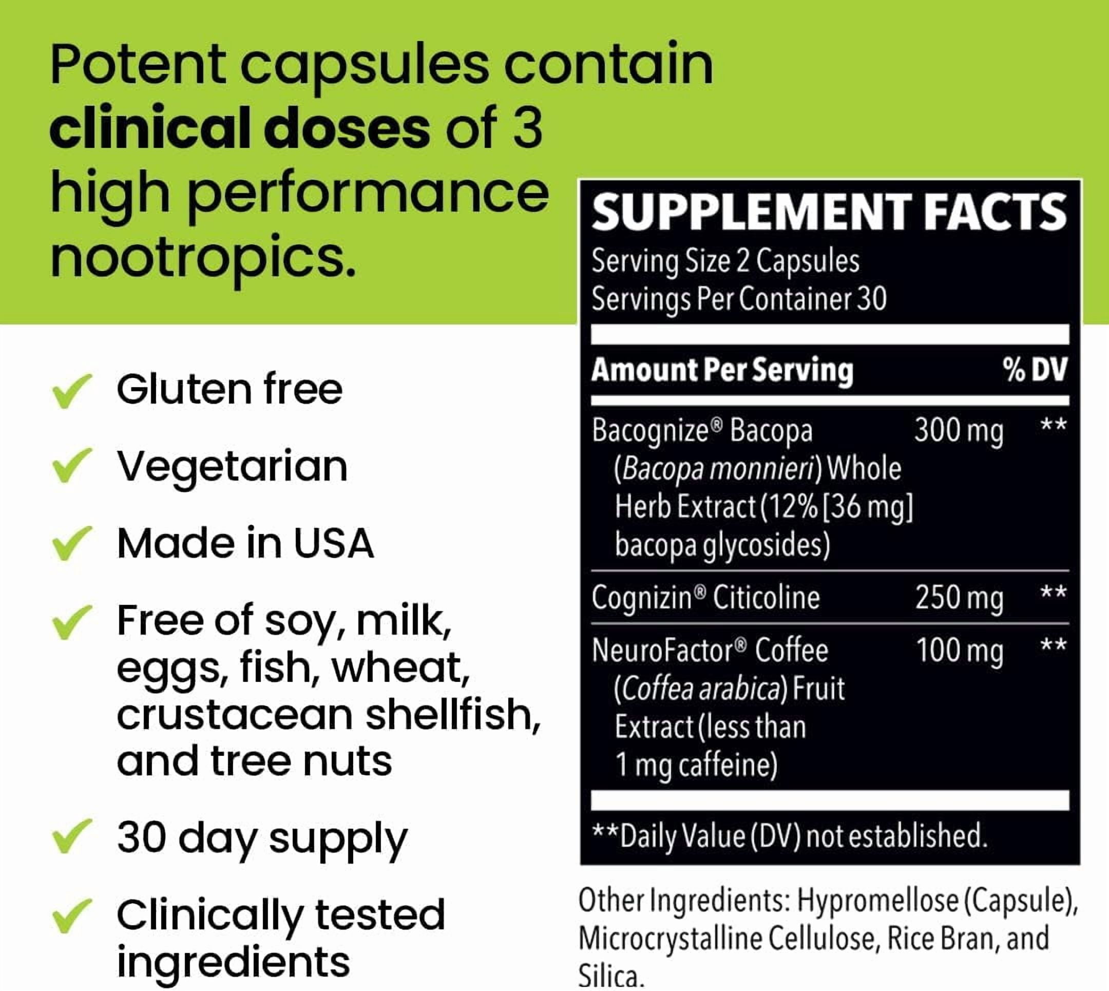 LifeSeasons NeuroQ - Smart Thinking Supplement Pills - Brain Power + Mental Focus Booster - Memory & Attention - Bacognize Bacopa, Cognizin Citicoline & Coffee Extract - 60 Capsules