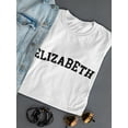 thumbnail image 3 of Elizabeth Black Text  Women White T-Shirt, Female XX-Large, 3 of 4