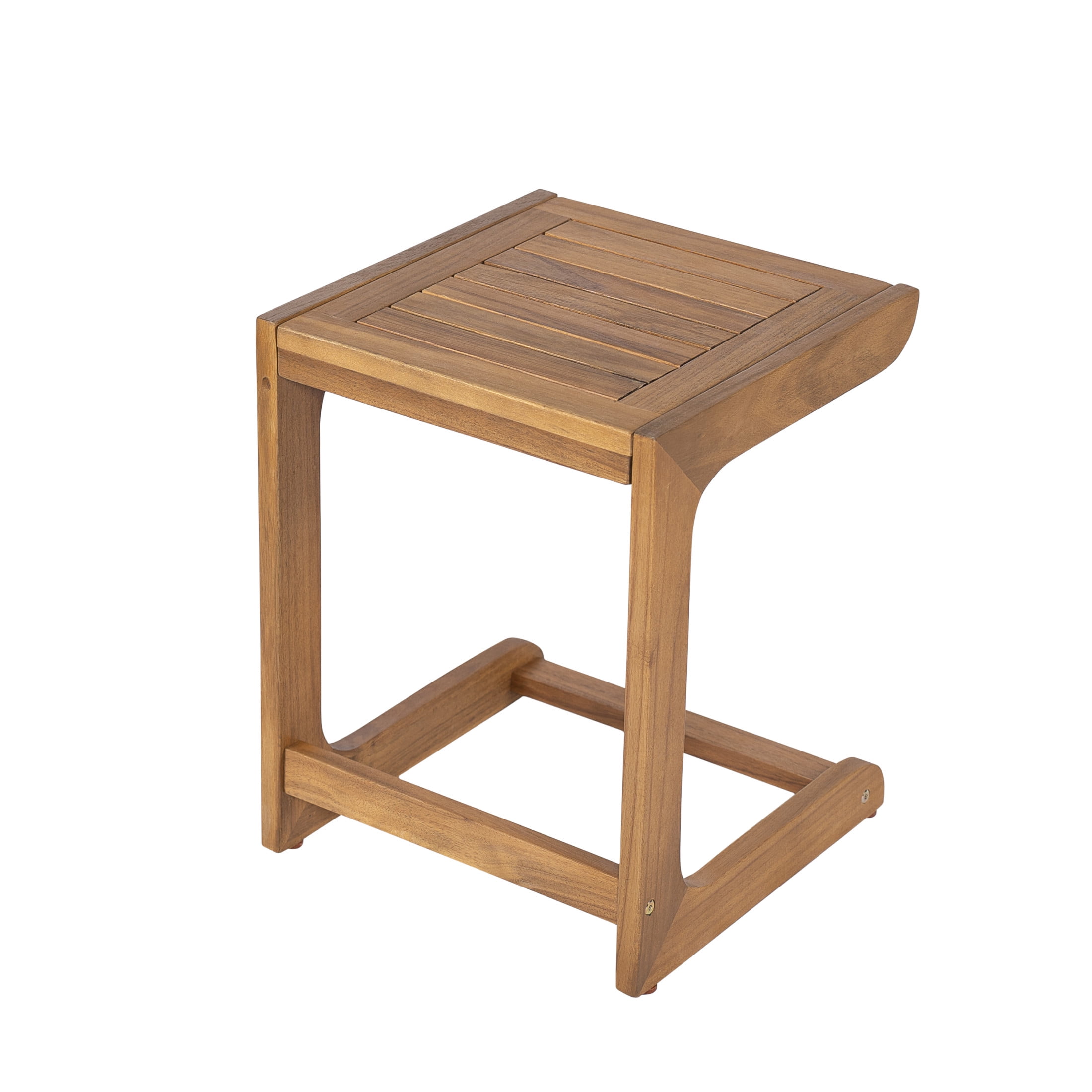 Christopher Knight Home Modern Outdoor C-Shaped Side Table, Solid Acacia Wood Sofa Snack Table, Natural Finish