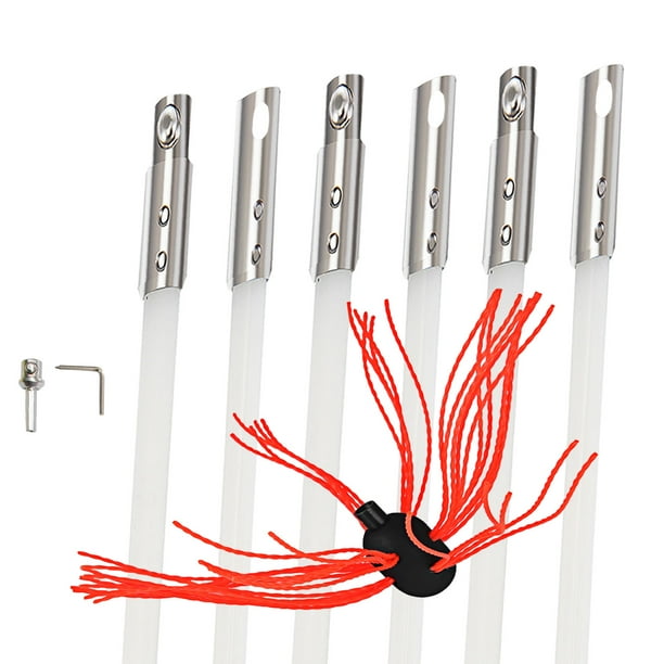 VEVOR 20ft 6 Rods Chimney Sweep Kit, Rotary Chimney Brush Kit Driven by