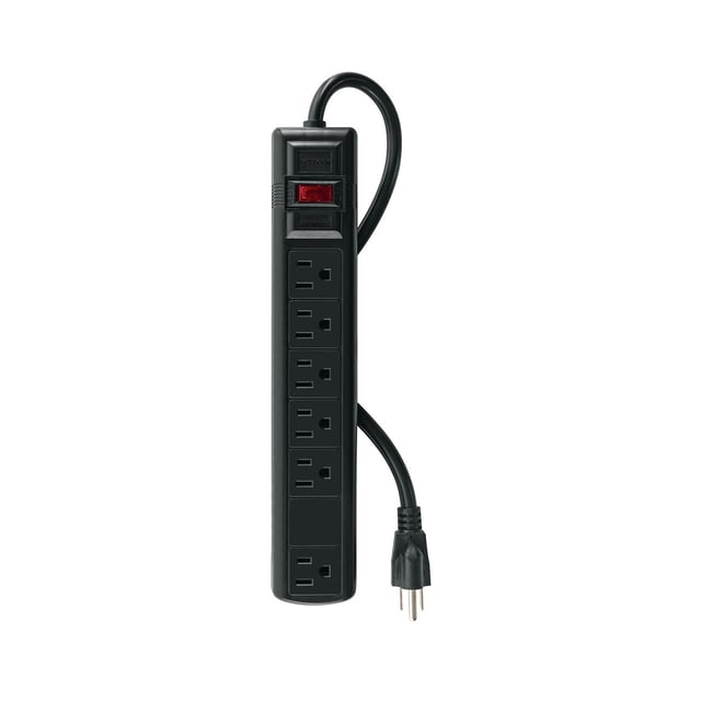 Multicontacto Volteck Negro 6 Entradas Supresor de Picos 450 Joules