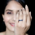 thumbnail image 4 of Rosec Jewels Lab Grown Blue Sapphire Eternity Ring Band for Women - Sapphire Anniversary Band - AAAA Quality Certified, 925 Sterling Silver, US 3.50, 4 of 8