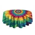 thumbnail image 5 of Colorful Rainbow Tie Dye Spiral Pattern Round Tablecloth 60"x60",Wrinkle Wipeable Table Cloth for Kitchen Dining Room Picnic Patio Party, 5 of 6