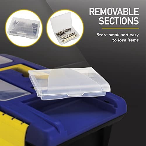 GOODYEAR - 13 Inch Small Tool Box with [Removable Side Comportment], Plastic Box with Handle, Tool Organizer Storage Box, Removable Inner Tray, Lightweight & Easy to Carry, Mini Toolbox