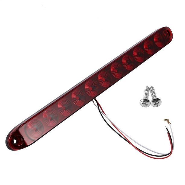 1 unidad de barra de luz LED roja de 15 pulgadas con 11 luces de freno, intermitentes y traseras, tercera luz de freno para camión y remolque, identificación de identificación.
