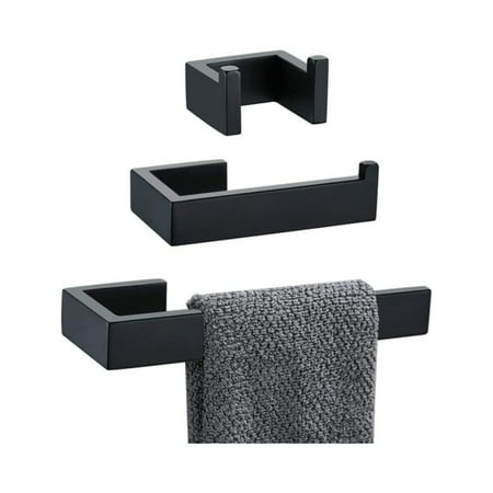 

NIERBO 3 Piece Matte Black Stainless Steel Bathroom Hardware Set Wall Mounted